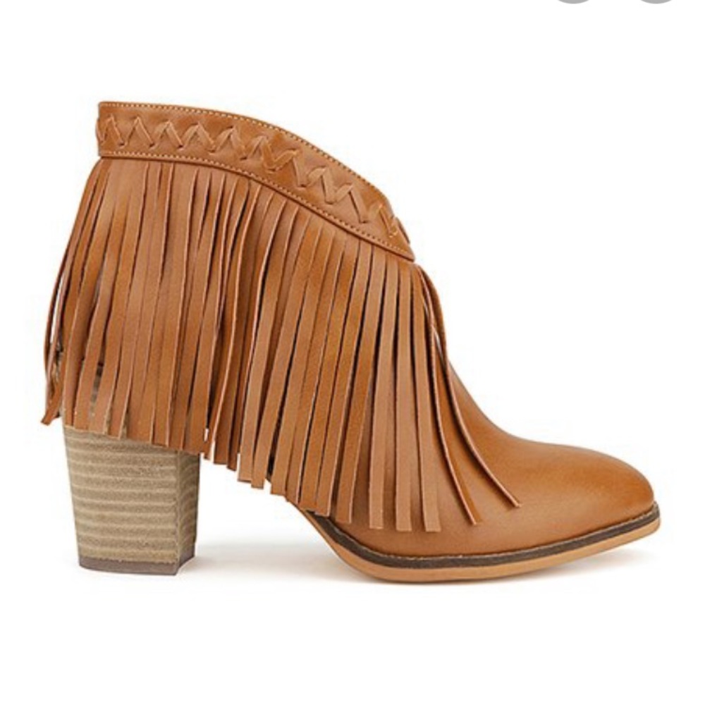 Beast Fashion Fringe High Heel Leather Booties